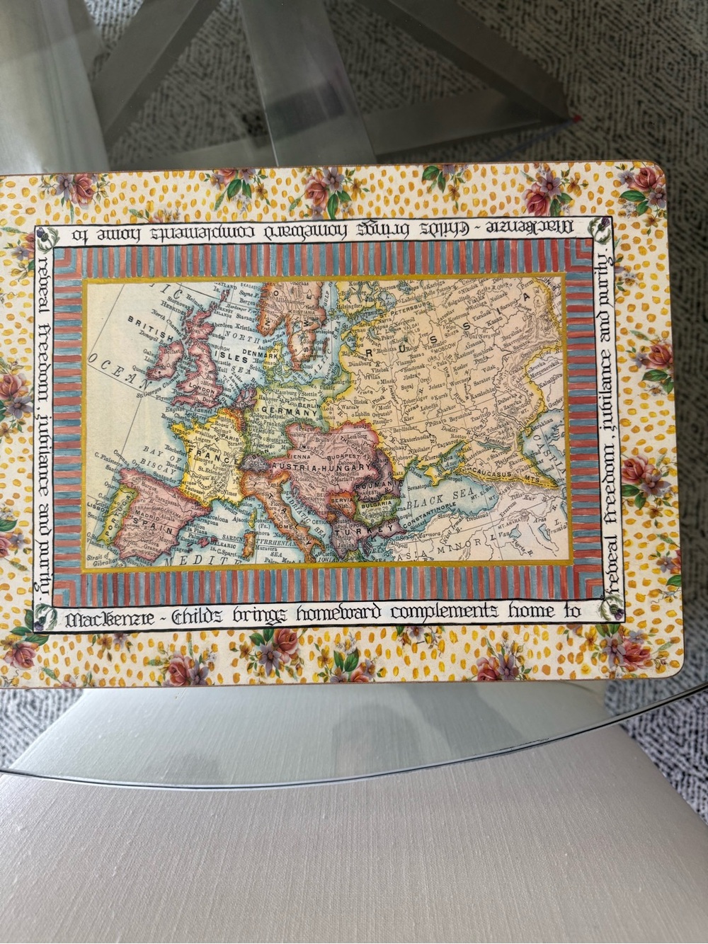 Mackenzie Childs Map Vintage set of 4 - Europe